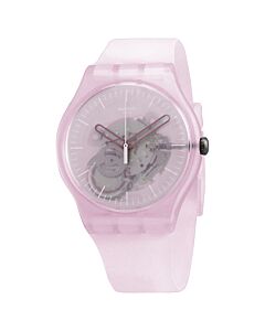 Unisex-Monthly-Drops-Pink-Mist-Silicone-Pink-Skeleton-Dial-Watch