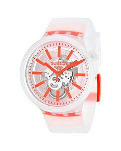 Unisex Orange-In-Jelly Silicone White (Skeleton Center) Dial Watch