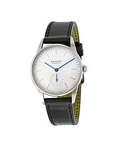Unisex Orion Leather Galvanized, White Silver-Plated Dial