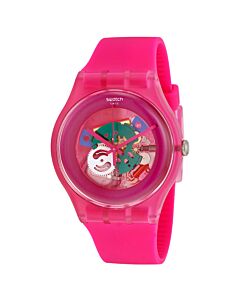 Unisex Pink Lacquered Silicone Pink Dial Watch