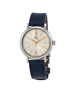 Unisex Portofino Leather Silver-tone Dial Watch