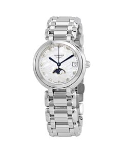Unisex Prima Luna Stainless Steel White Mother of Pearl Dial Watch