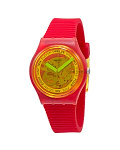 Unisex Retro-Rosso Silicone Transparent Yellow Dial Watch