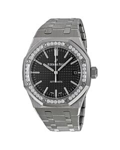 Unisex Royal Oak Stainless Steel Black Dial Watch