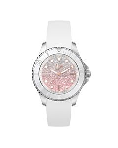 Unisex Rubber White Pink Glitter Dial Watch
