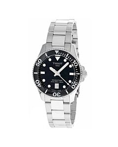 Unisex Seastar 1000 Stainless Steel Black Dial Watch