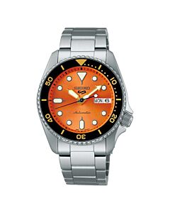 Unisex Seiko 5 Stainless Steel Orange Dial Watch