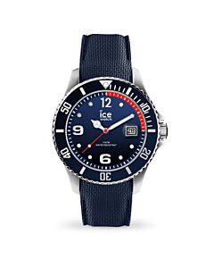 Mens-ICE-steel---Marine---Large---3H-Silicone-Blue-Dial-Watch