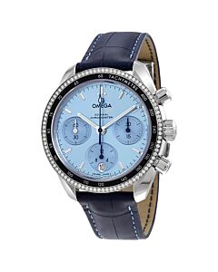 Unisex Speedmaster Chronograph Leather Blue Dial Watch