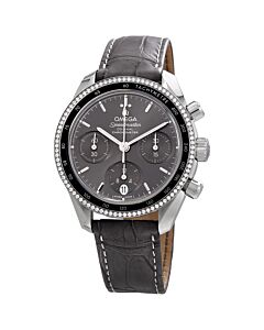 Unisex Speedmaster Chronograph Leather Grey Dial Watch