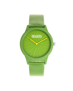 Unisex Splat Leatherette Green Dial Watch