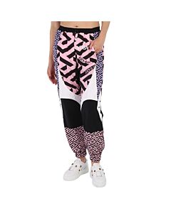 Versace Ladies Embroidered Paneled Printed Shell Track Pants