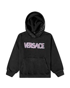 Versace Logo Print Studded Fleece Hoodie
