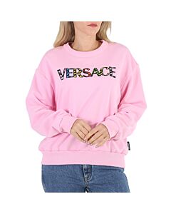 Versace Pink Cotton Logo Embroidered Sweatshirt