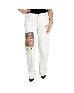 Versace White Waterhouse Painting Patch Jeans