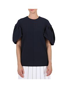 Victoria Beckham Ladies Knit Tops Navy Tuck Sleeve Top, Brand