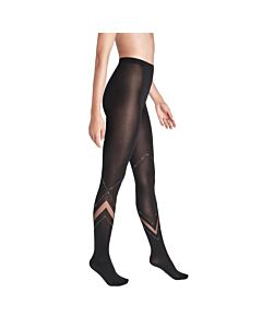 Wolford Ladies Black/Hematite Avery Opaque And Sheer Tights