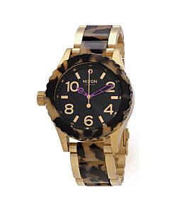 Women's 38-20 Stainless Steel with Cream Tortoise-shell Acetate Black Dial Watch