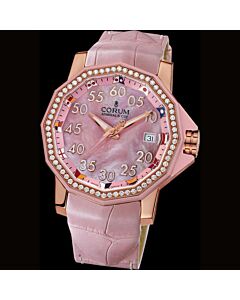 Women's Admirals Cup Competition Crocodile Leather Rose Dial Watch