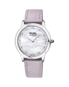 Women's Airolo Leather Mother of Pearl Dial Watch