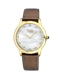 Women's Airolo Leather Mother of Pearl Dial Watch