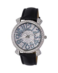 Women's AKJ2001-L Genuine Leather Crystal Set (Blue & White) Dial Watch