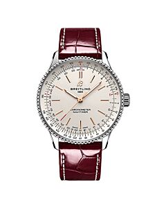 Women's Alligator Leather White Dial Watch