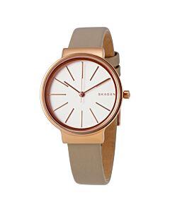 Women's Ancher Leather White Dial Watch