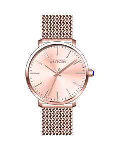 Women's Angel Stainless Steel Mesh Rose Gold-tone Dial Watch