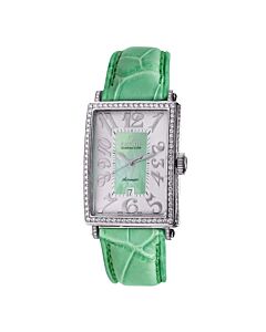 Women's Avenue of Americas Calfskin Leather Silver/Light Green Dial Watch