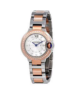 Women's Ballon Bleu De Cartier 18kt Rose Gold and Stainless Steel Silver Dial Watch