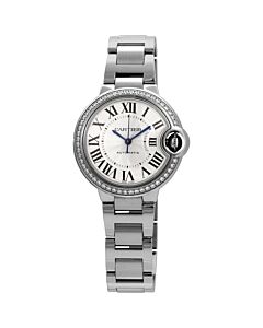Women's Ballon Bleu de Cartier Stainless Steel Silver (Guilloche) Dial Watch