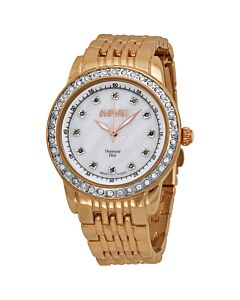 Women's White Mother of Pearl Dial Rose Tone Base Metal