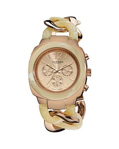 Women's Rose-Tone Base Metal and Dial Beige Resin