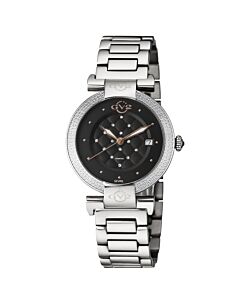 Women's Berletta Stainless Steel Black (Quilted) Dial Watch