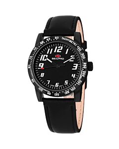 Women's Bold Leather Black Dial Watch