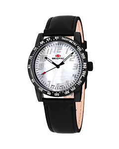 Women's Bold Leather Mother of Pearl Dial Watch