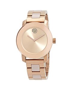 Women's Bold Stainless Steel and Ceramic Pink Dial Watch