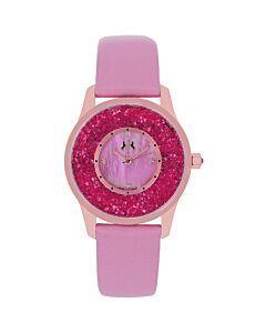 Women's Brillance Leather Pink Mother of Pearl Dial Watch