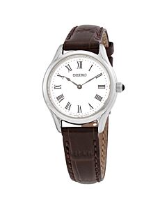 Women's (Calfskin) Leather White Dial Watch