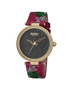 Women's Carroll Gardens Canvas (covered Leather) Green (Flower Embossed) Dial Watch