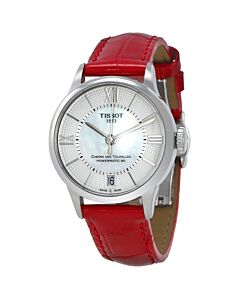Women's Chemin Des Tourelles Leather Mother of Pearl Dial