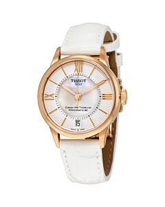 Women's Chemin Des Tourelles Leather White Mother Of Pearl Dial