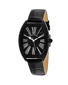 Women's Chic Leather Black Dial Watch