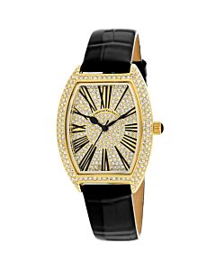 Women's Chic Leather Gold (Crystral Pave) Dial Watch