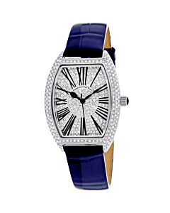Women's Chic Leather Silver (Crystal Pave) Dial Watch
