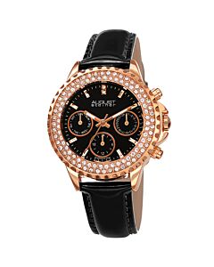 Women's Chronograph Leather Black Dial Watch