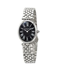 Women's Classics Art Deco Stainless Steel Black Mother of Pearl Dial Watch