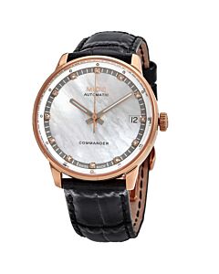 Women's Commander II Leather Mother of Pearl Dial Watch