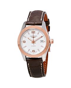 Womens-Conquest-Classic-Alligator-Leather-Silver-Dial-Watch